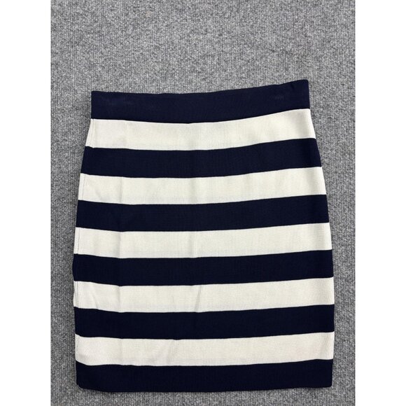 Theory Skirt Womens Small Navy White Striped Stretch Knit Bodycon Mini - Picture 5 of 6
